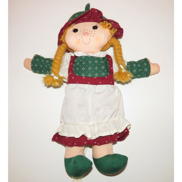 Christmas Rag Dolls Hallmark Cards Inc. Vintage 1981 1985 Red Green Dresses 16" - Picture 12 of 16